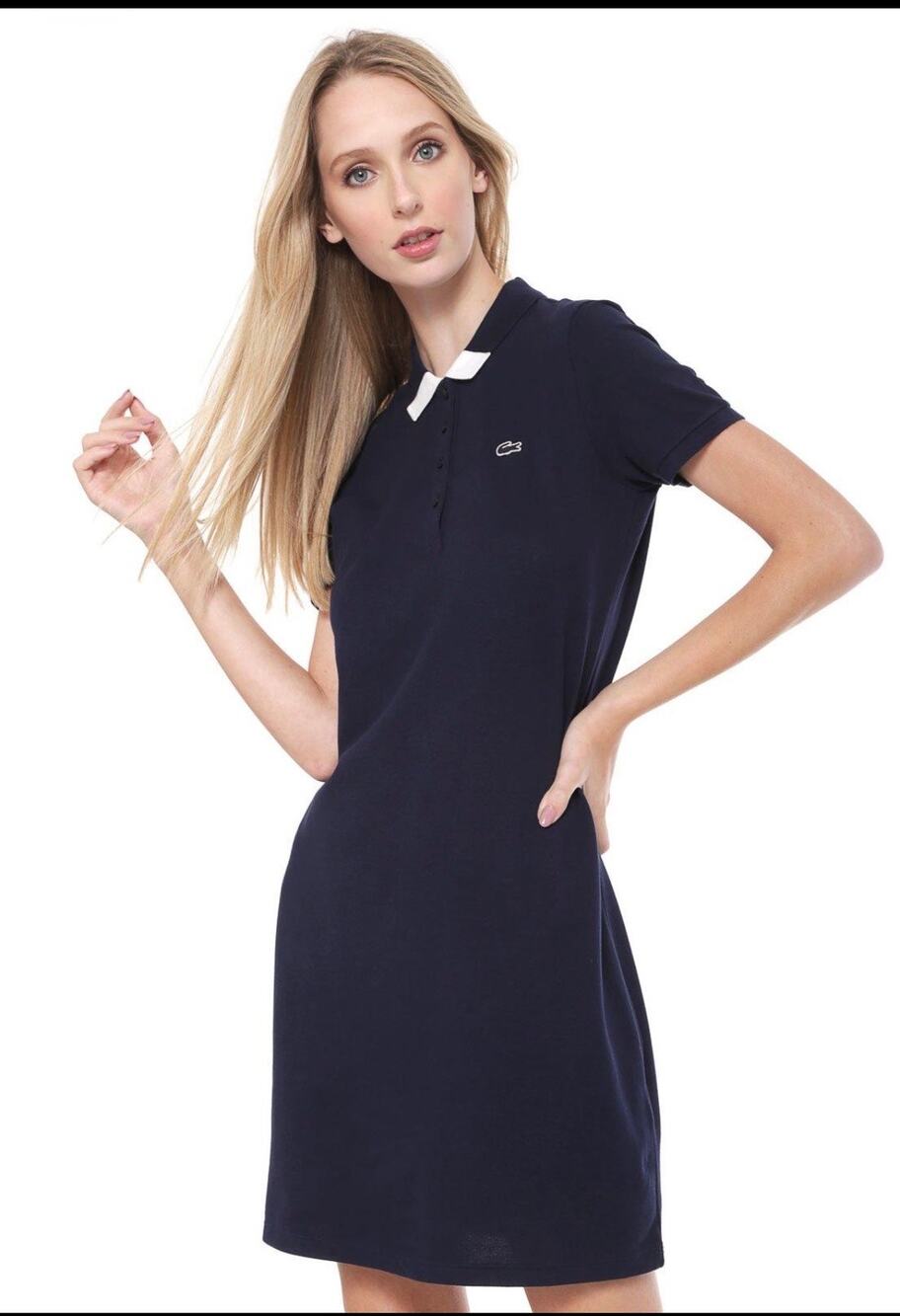 Lacoste Navy Polo Dress with Contrast Collar – Size 36 / Small - NWOT